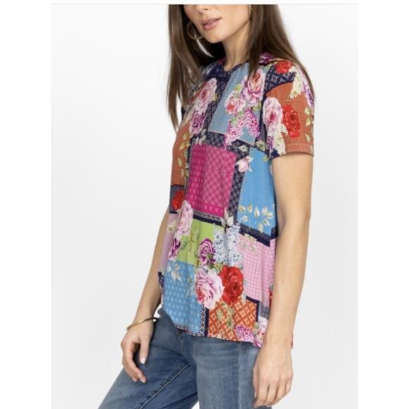 Johnny Was Women’s Medium Janie Patchwork Short Sleeve Crew Neck Swing Tee - Picture 3 of 7